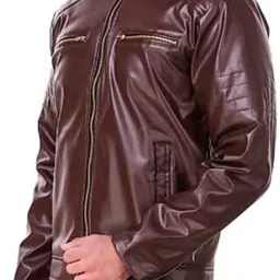 kp trend Men Solid Leather Jacket image 5