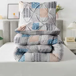 the white moss Hannah Pleat Pinch luxurious Winter Single Comforter with One Pillow Cover image 3