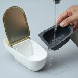 raanza Novelty Toilet Shape Ashtray and Cigarette Holder White Plastic Ashtray image 4