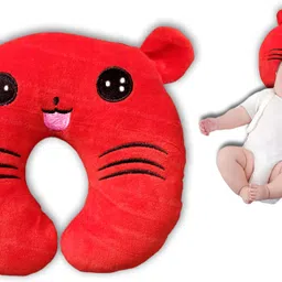babesite Microfibre Baby Pillow Pack of 1 Animals BABY SEED PILLOW, Pillow for Newborn Baby-Round Head Shaping Pillow, 0-12 Months image 1
