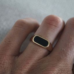 house of common Vedansh Enterprises Stylish Gold, Silver&Titanium Plated Rings Brass Onyx Gold Plated Ring-picture-49