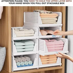 zodze Clothes Organizer for Wardrobe Stackable Closet Organizer Drawers (Pack of 3) PP Collapsible Wardrobe image 4