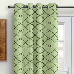 cortina Green Polyester Abstract 7ft Semisheer Eyelet 2 Pc Door Curtains image 2