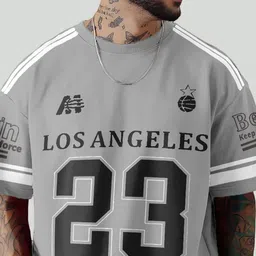 force Men Printed Round Neck Cotton Blend Grey T-Shirt image 4