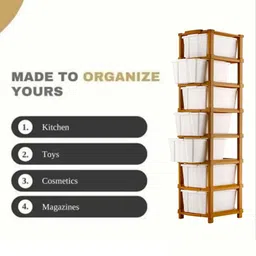 maxtid 6 Layer White Compartments Storage Organizer Home/Parlour and Storage Solution Plastic Kitchen Trolley image 3
