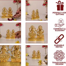 unibuyzone Lakshmi Ganesh Ji Brass Finished Idol Decorative Showpiece - 11 cm image 3
