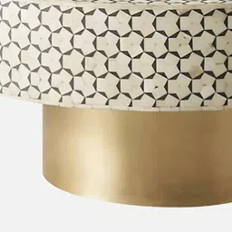 ziba homes Khaab Bone Inlay Coffee Table in Dark Grey Colour With Golden Finish image 5