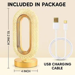 finaro Modern Crystal Night Stand Lamp – 3-Way Dimmable, Rechargeable Table Lamp image 2