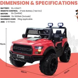 oh baby POBO-888-JEEP Jeep Battery Operated Ride On image 4