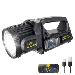 lucario Lucario1000000 Lumens Spotlight, Rechargeable Led Spotlight Flashlight with 350° Rotate Head, 9 Modes Super Bright Spot Lights Outdoor Handheld, Waterproof Solar Flashlight for Emergencies (LK-05) image 1