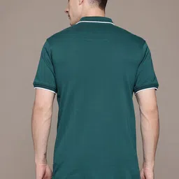 nautica Men Solid Polo Neck Pure Cotton Green T-Shirt image 5