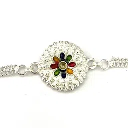relbees Bracelet R129 Silver Bracelet, Rakhi Set-picture-13