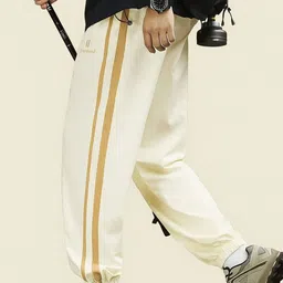 hftrakzwear Men Striped Beige Track Pants image 4