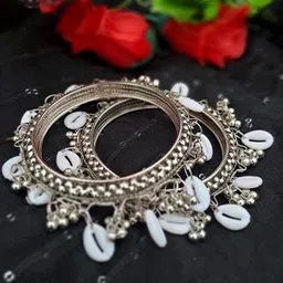 Silver Beads Silver Bangle Set-image-19