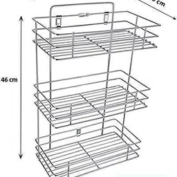 blute Utensil Kitchen Rack 3 Layer Wall Mount Stainless Steel Multipurpose Storage Rack Steel image 2