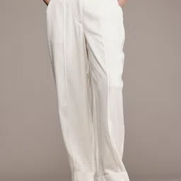 french connection Women Regular Fit White Cotton Blend Trousers image 1