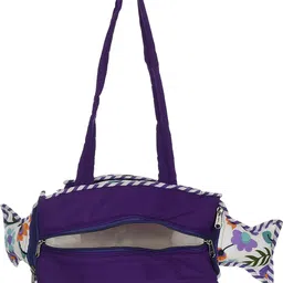 heart home Cotton Multiuses Floral Print Mothers Bag/Diapers Bags With Handle(Purple) Mothers Bag image 4