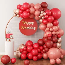Solid Red Rose Gold Pastel Red Balloons Garland Kit Of 51 Pcs For Party Decorations Balloon-image-37
