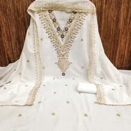 zanzar enterprise Unstitched Cotton Blend Kurta & Churidar Material Embroidered image 3