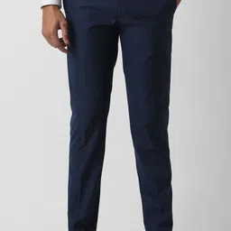 van heusen Men Slim Fit Dark Blue Polyester Trousers image 1