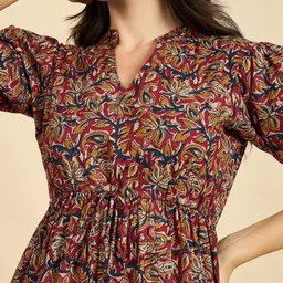 krunal raiyani Women Fit and Flare Brown Midi/Calf Length Dress image 4