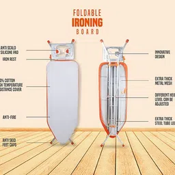 cipla plast Deluxe Ironing Board Foldable Aluminised Ironing | Iron Holder | 130X40 cm | Ironing Board image 4