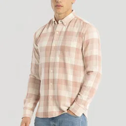 snitch Men Slim Fit Checkered Button Down Collar Casual Shirt image 2