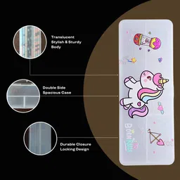 karbd Double Sided Translucent Hardtop Unicorn Arrow Design Art Plastic Pencil Box image 4