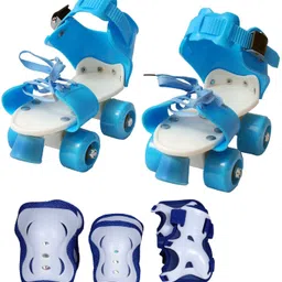 authfort Roller Skating Knee Elbow Palm Protective Pads & Adjustable Roller Skating Shoes Front Brakes Kids Skates Combo Skating Kit image 1