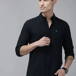 the bear house Men Slim Fit Solid Button Down Collar Casual Shirt image 1