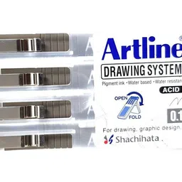 artline 0.1, 0.3 , 0.5, 0.7 ACID FREE DRAWING SYSTEM FINELINER PEN SET FOR PROFESSIONAL ARTISTS SET OF 4 WITH PREMIUM QUALITY PLASTIC BOX (BLACK) Fineliner Pen image 3