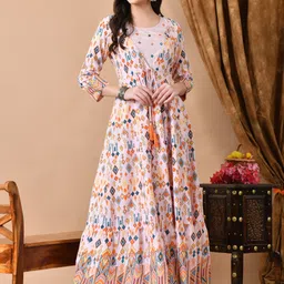 here&now Women Embroidered, Embellished, Paisley Viscose Rayon Anarkali Kurta image 5
