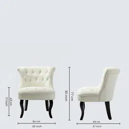 timberly Grenier Fabric Slipper Chair in Ivory Colour image 2