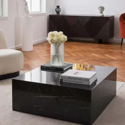 bhati impex Palermo Coffee Table in Black Marble Finish image 1