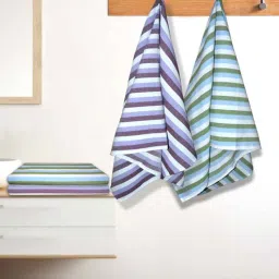 athom living Multicolour Cotton Striped 220 GSM Bath Towels 4 Pc-picture-30