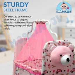 moreyaji Born Baby Cradle Swing jhula palna Bedding Bed Crib Bassinet with Mosquito Net image 3