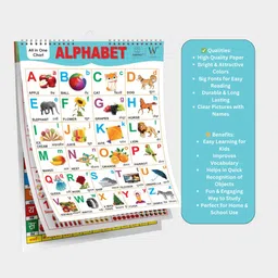 shini lifestyle Kids Spiral Chart with Big Fonts & Real Pictures + Water Magic Drawing Book image 3