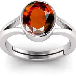 todani jems Natural 14.25 Ratti Hessonite Ring With Lab Certificate Silver Garnet Sterling Silver Plated Ring-picture-27