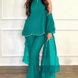 rokklike Women Cotton Silk Kurta Palazzo Dupatta Set-picture-31