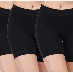 reedeal Pack of 3 Solid Women Black Sports Shorts-picture-36