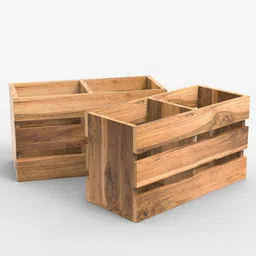 Teak Wood Besteck Cutlery Holder In Natural Finish Set of 2 By Wooden Twist image 4