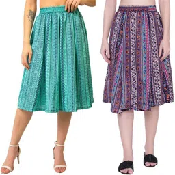 manat diva Women Printed A-line Multicolor Skirt image 1