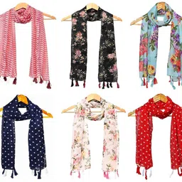 mss fashion Printed Chiffon Women Multicolor Scarf, Stole, Fancy Scarf image 1