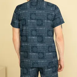 granthi enterprise Men Top & Shorts Set Blue Printed image 2