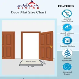 athom living Multicolor Abstract Nylon 14x22 Inches AntiSkid 2 Door Mats image 4