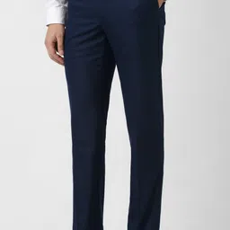van heusen Men Slim Fit Dark Blue Polyester Trousers image 4