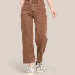 angelo Women Relaxed Fit Mid Rise Brown Jeans-picture-22