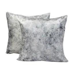 mfd home furnishing Grey Velvet Solid 16x16 inches Cushion Covers (Pack of 2) image 2