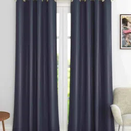 the conversion Black Polyester Blackout 8 Feet Eyelet Curtain (1 Piece) image 1