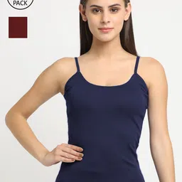 Friskers Women Pack Of 2 Solid Cotton Camisoles-image-71